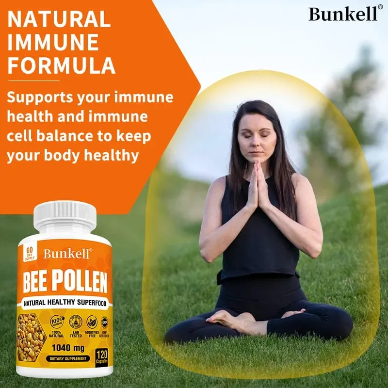 Bienenpollen-Ergänzungsmittel, 100 % natürlich, roher Bienenpollen, vegetarische Kapseln, probiotisches Superfood, Verdauung, Immununterstützung und Energie — image 3