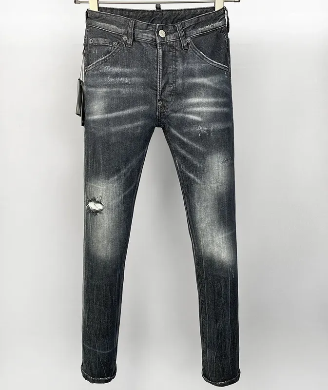 new Europe design style Men Jeans SLIM button Coolguy Long Pants Straight Pockets Hole black top quality D2 jeans pant 981 — image 3