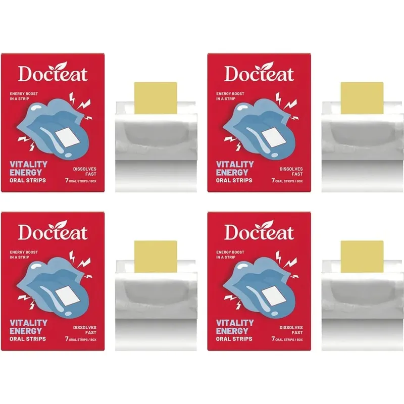 Docteat Energy Support Oral Strips with Caffeine L-Theanine Vitamin B3 B6 B12 Fast Dissolving Daily Nutrition Supplement 7 Count — image 10