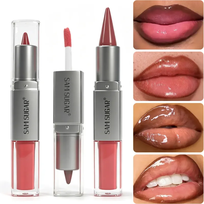 2 σε 1 Lip Liner & Lip Gloss Dual Ended Hydrating Non Stick Lipstick Matte Velvet Outline Crayon με γυαλιστερό γυαλιστερό Lip Glaze — image 2