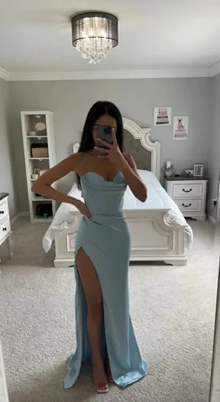 New Summer Prom Dress Women'S Sling Sleeveless Solid Color Dress One Word Neck Slim Fit Open Back Slit Red Sexy Dress — image 12