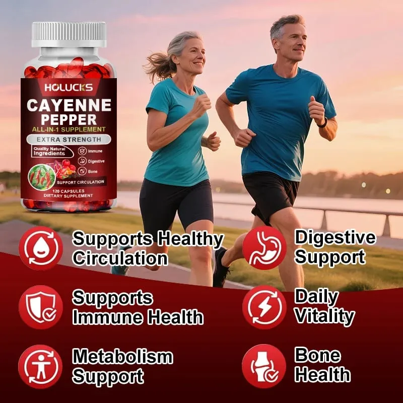 Cápsulas avançadas de pimenta caiena com vitamina D3 e K2 apoiam a circulação, saúde imunológica e conforto digestivo