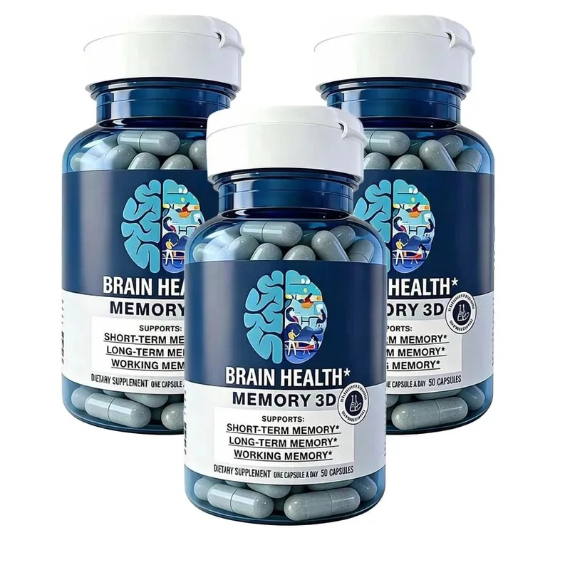 Memory 3D Brain Supplements for Memory and Focus Vitamin B12 & B6 Folic Acid 50 Count Capsules — image 9