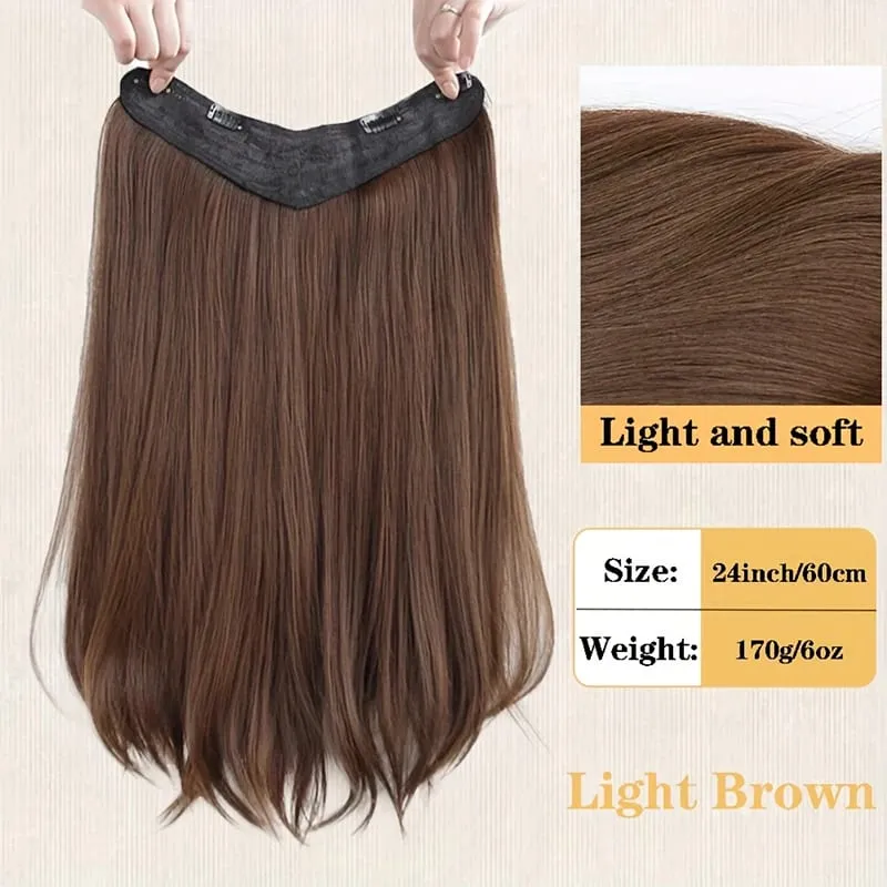 24'' Clip in Hair Extensions Long Straight Clip Hair Piece Extensions for Women Synthetic Natural Straight Hairpieces Extension — image 3