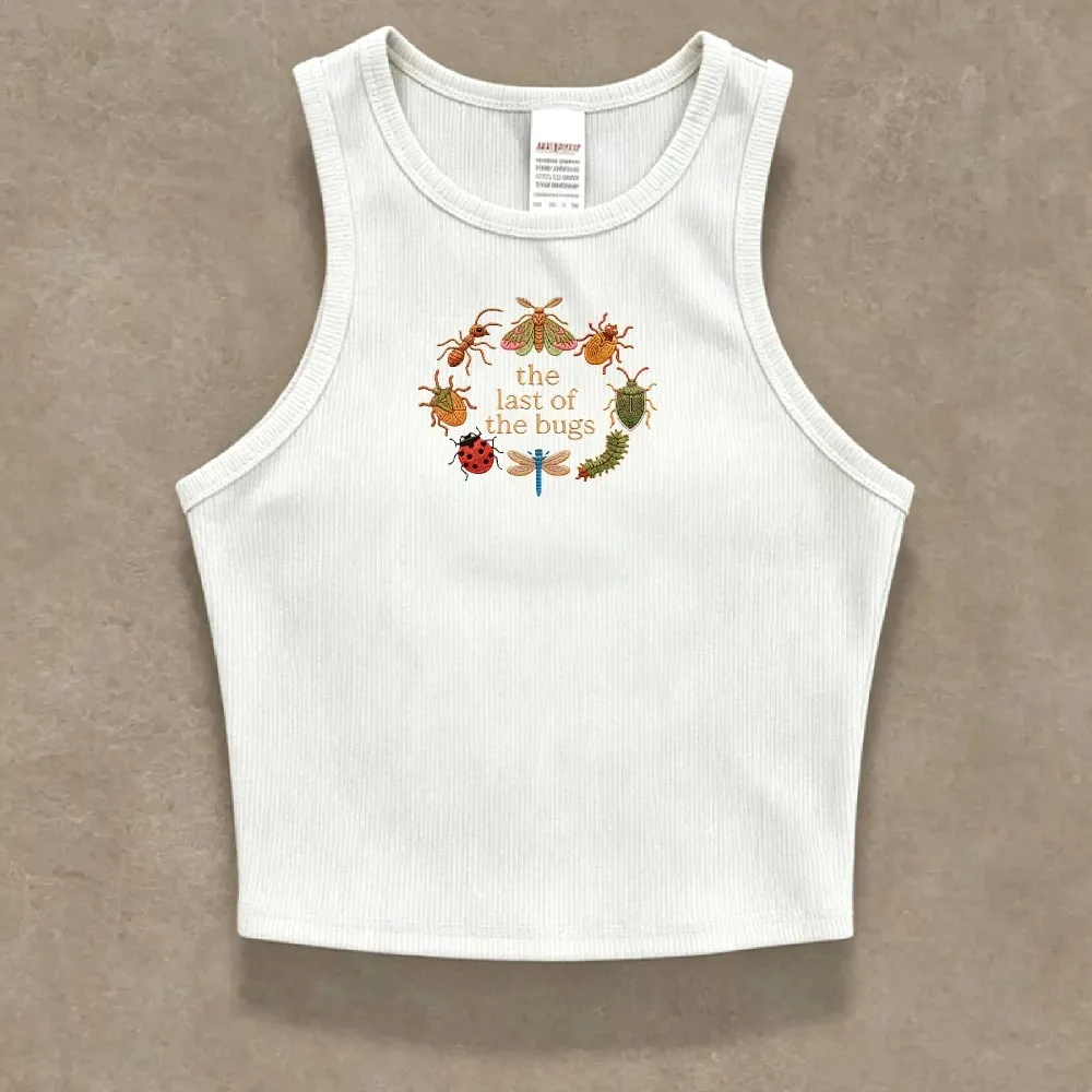 Cropped Ribbed Faux Embroidery Tee Shirt Y2K Cottagecore Insect Bug Print Vest Tank Top Summer Minimal Nature Gift for Her Lady — image 10