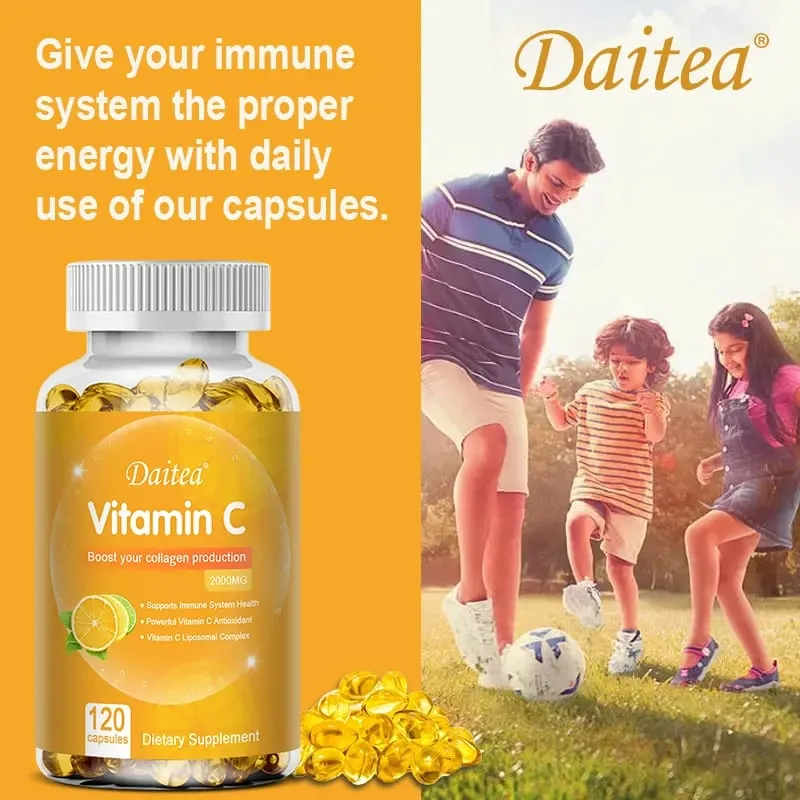 Vitamin C Capsules - 2000mg Promote Collagen Production Support Skin and Immune Health Powerful Antioxidant 120 Capsules — image 6