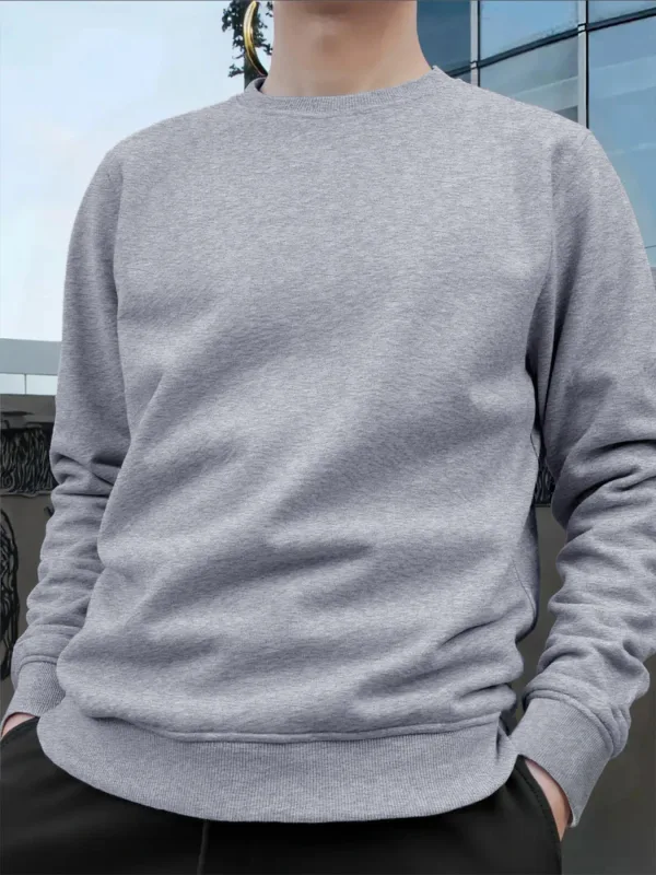 Men's Crew Neck Pullover Solid Color Large Sweatshirts Spring Autumn Outdoor Jogging Tops Men Casual Hoodies Streetwear — image 7
