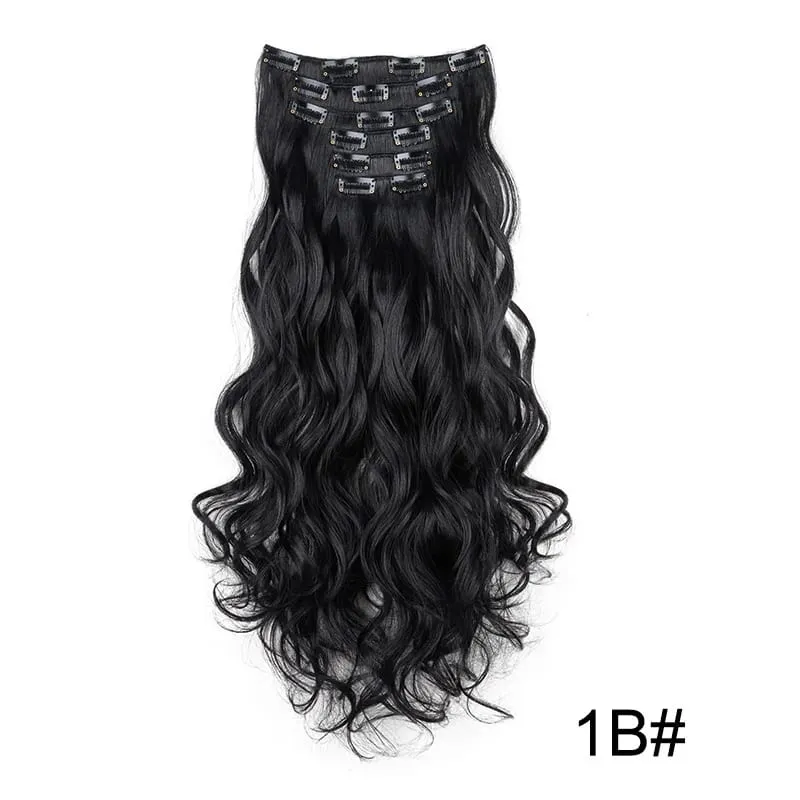 22Inch Synthetic 6pcs/set Long Curly Hair Extension Thick Soft Hairpiece for Short Hairline Coverage for Women Daily Use