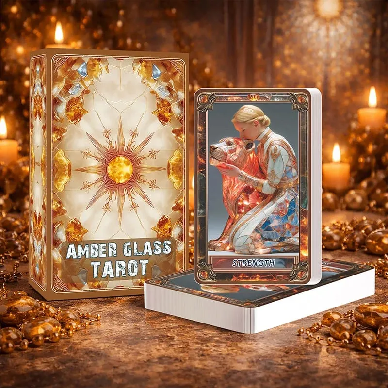 Amber Glass Tarot Cards Deck 78-Card Unique Tarot Deck with Guidebook for Beginners and Experienced Readers Daily Insight Divi — image 6