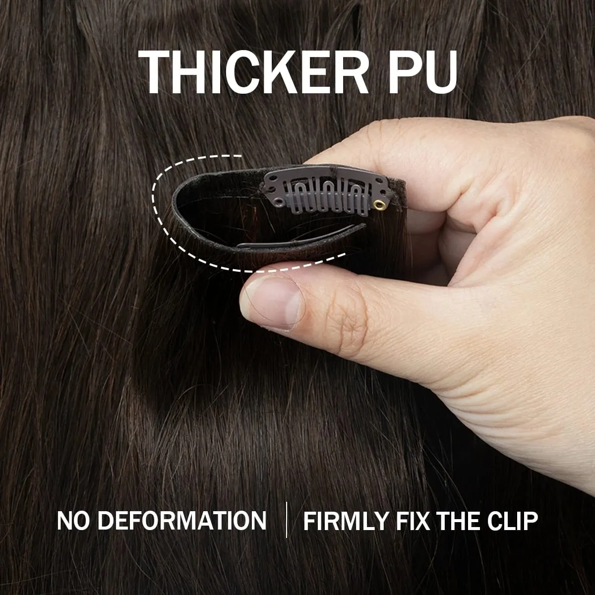 Invisible Thick PU Clip in Hair Extensions Real Human Hair Straight Remy Hair Clip in Hair Extensions 7pcs for Women Daily Use — image 4