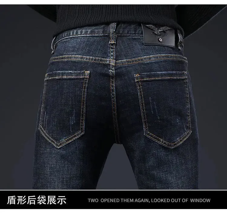 High-end Men's Jeans Summer New Embroidery Printed Slim-fit Elastic Small Feet Trousers Punk Clothing Luxury Brand Men Jeans — image 5
