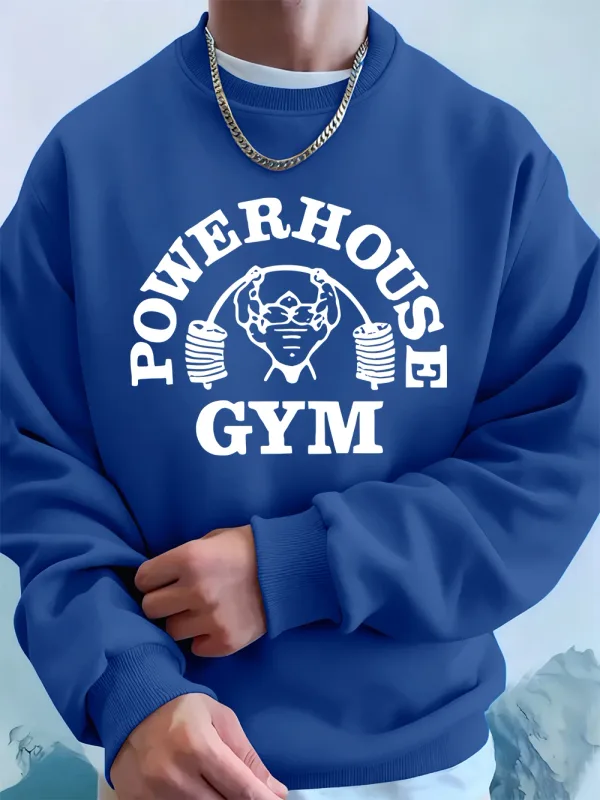 Powerhouse Gym Letter Printing Men Sweatshirts Winter Fleece Warm Hoodie Korean Loose Crewneck Pullovers Hip Hop Male Clothes — image 23