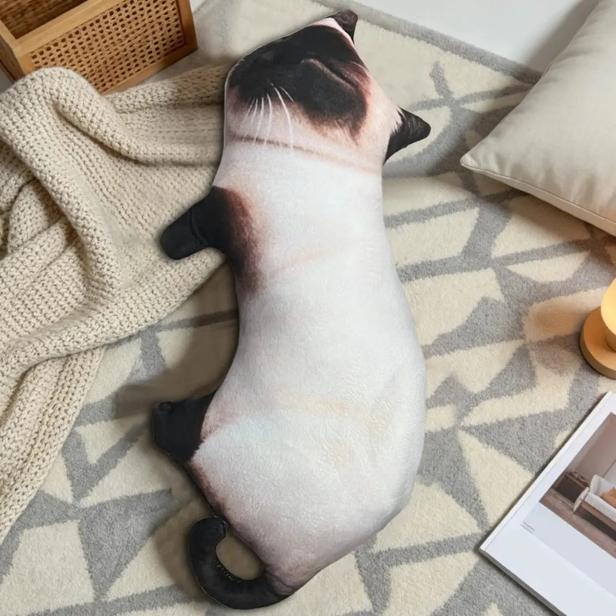 Realistic Cat Pillow 60cm Soft Plush Animal Cushion Decor Decorative Throw Pillow for Kids Adults Apartment Nursery Sofa Couch — image 8