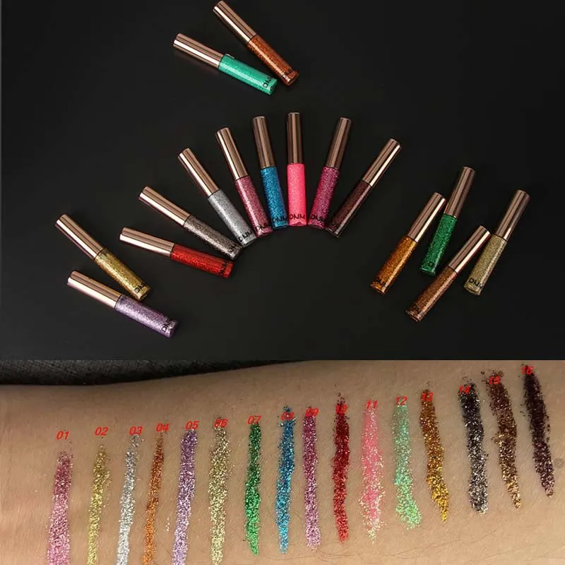 16 Colors Diamond Liquid Eyeliner Professional Silver Green Shiny Eyes Flash Long-lasting Liquid Glitter Eye Liner Beauty Makeup