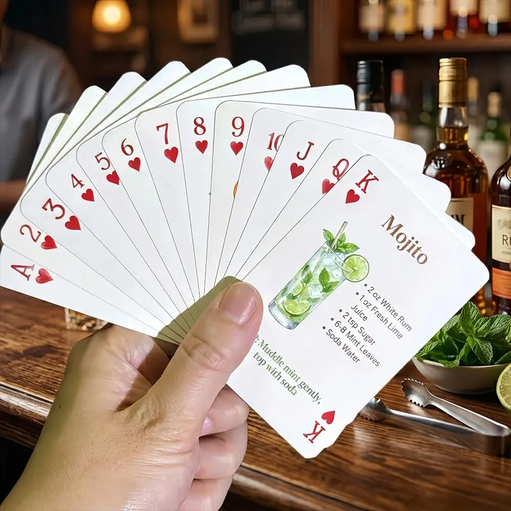 54-Card Deck of Original Cocktail Recipes Bartender's Guide Party Playing Cards Home Bar Decor Drinking Game with Storage Box — image 5