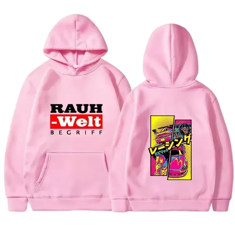 Rauh Welt 連帽衫車寬體改裝 JDM 賽車普普藝術漫畫美學黑色超大休閒運動衫長袖 — image 8