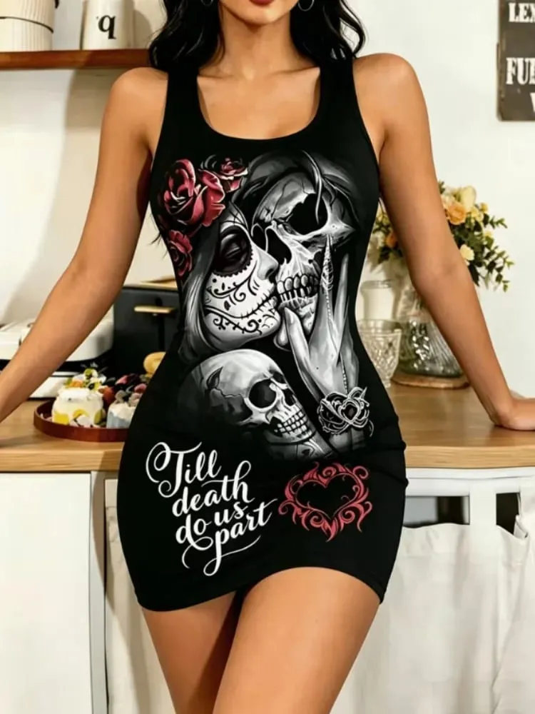 Women’s Casual Skeleton Printed Summer Cooling Shoulder Straps with Sleeves Off Shoulder Bodysuit/Pajamas/Home Wear. — image 4