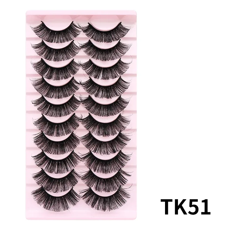 10 párů Russian DD Curl Bulk Fluffy Strip Lashes Přírodní měkké umělé řasy Opakovaně použitelné ručně vyrobené řasy pro každodenní a párty — image 33