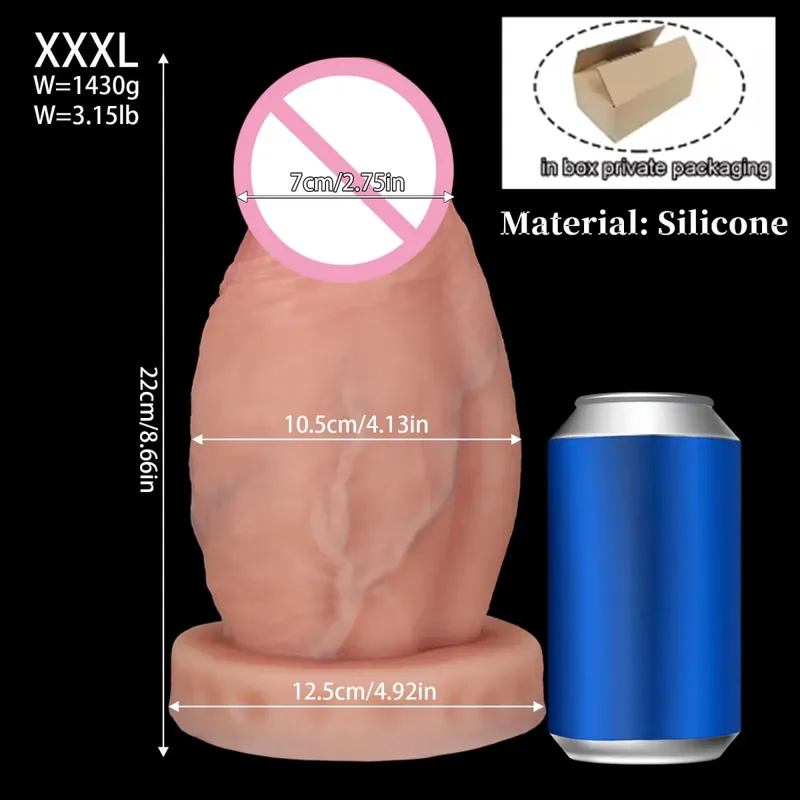 New Realistic Big Huge Thick Anal Dildo Butt Plug Giant Large Soft Silicone Anal Plug Expander Training Adult Sex Toys for Women — image 12
