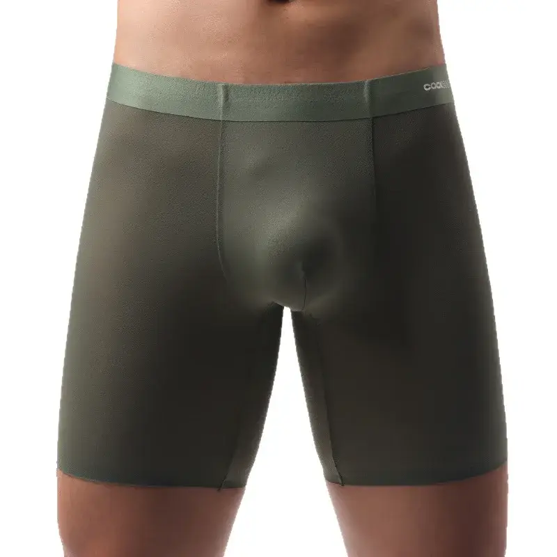 Ice Silk Long Boxer Shorts Men Ultra-thin Breathable Sports Underwear Sexy See Through Panties Male Quick Dry U Pouch Underpants — image 6