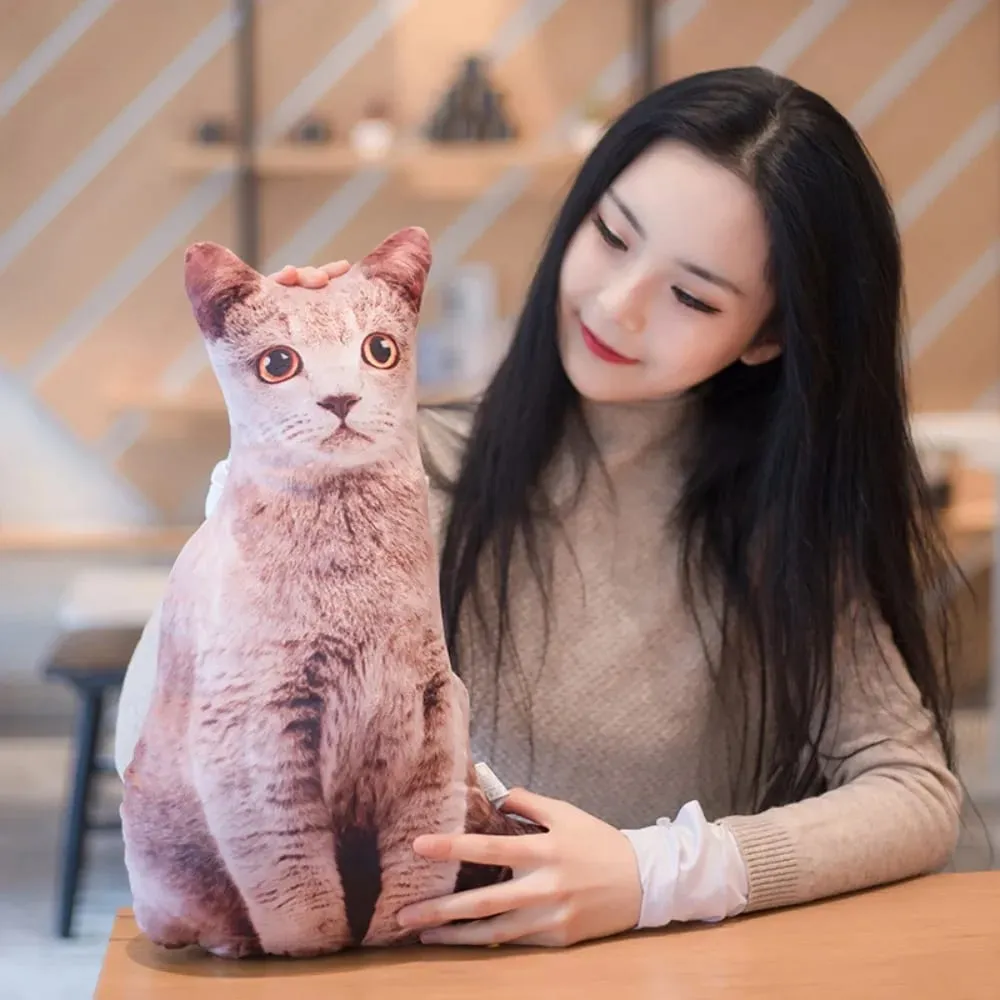 Plush Realistic 3D Cat Doll Cartoon Stuffed Simulation Cat Plushie Pillow Soft Kawaii Plush Animals Toy Cushion for Kids Girls — image 3