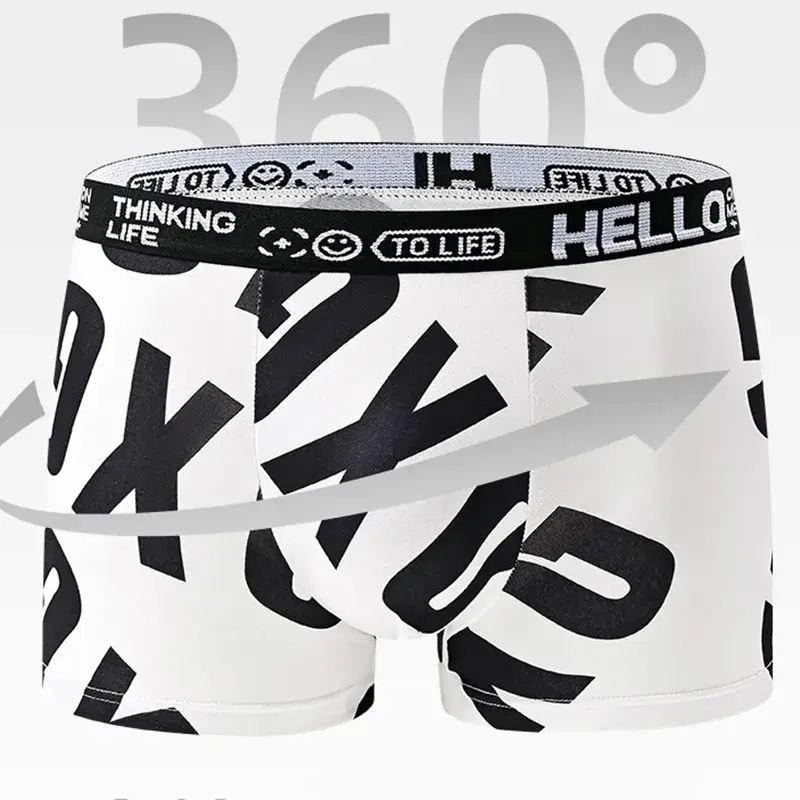 4-Piece Set! Men's Underwear! Breathable Male Trend Boxer Shorts Male Youth Print Trend Shorts — image 2