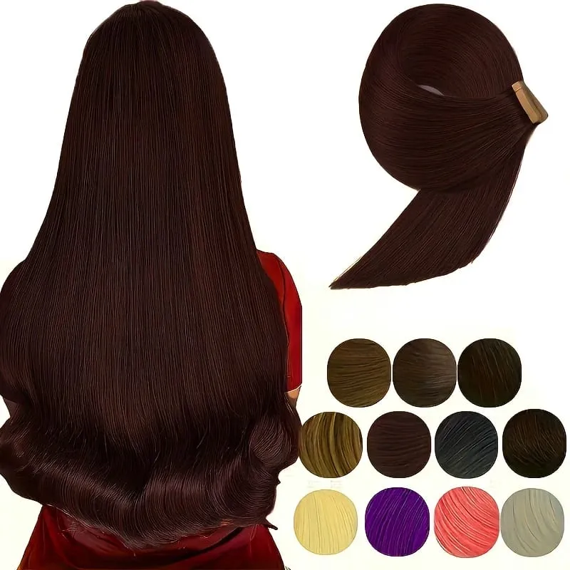 Tape In Bio Synthetic Hair Extensions 10pcs/ lot 24inches Heat Resistant Fiber Straight Seamless PU Skin Weft Tape Ins For Women — image 13