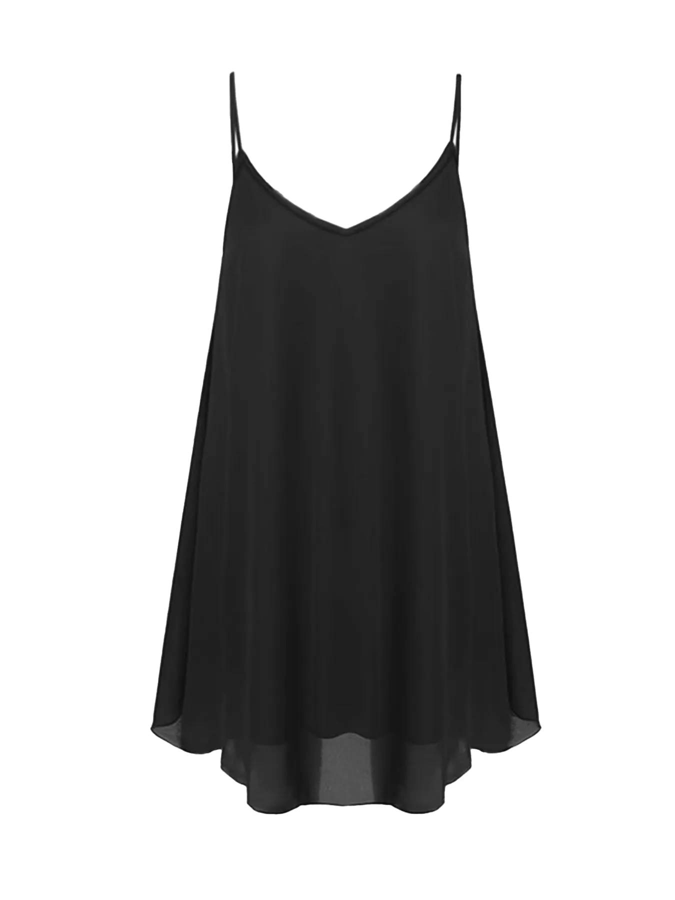 Pure Color V-Neck Asymmetric Hem Plus Size Knit Spaghetti Strap Maxi Dress Soft Comfort Effortless Chic Casual All Season Lightweight Solid Flowy Sleeveless Long Dress For Curvy Women