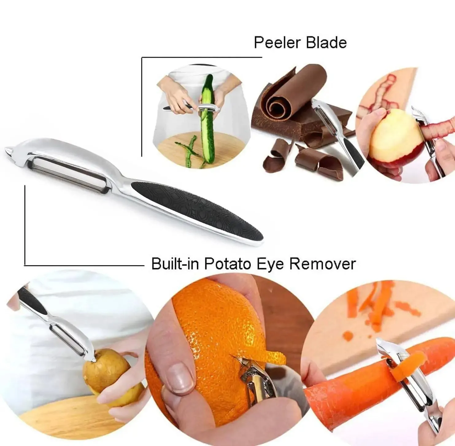 2pcs Vegetable Peeler Set Zinc Alloy Y Shaped I Shaped Peelers for Potatoes Carrots Apples Cucumbers Kitchen Food Prep Tool Use — image 2