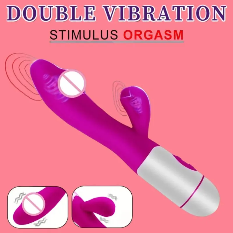 Silicone G-Spot Rabbit Vibrator Dual Vibration Clitoral Massager 10 Speeds Rechargeable Waterproof Pleasure Sex Toy for Women