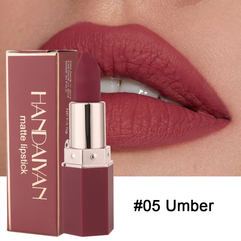 Fugtgivende mat læbestift 6 nuancer Langvarig Ikke-overførsel Nude Lip Gloss HANDAIYAN Kosmetik til damer — image 10