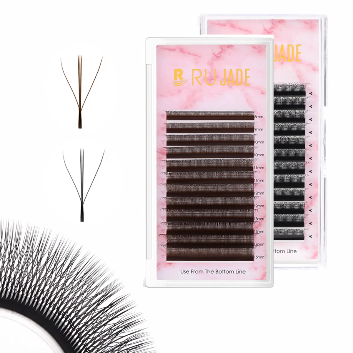 Lashrujade New W-Shaped 3D Fairy Lashes Extension Soft Eyelash Premade Volume Fans Eyelashes Black Brown 3D Spike Clover Lashes