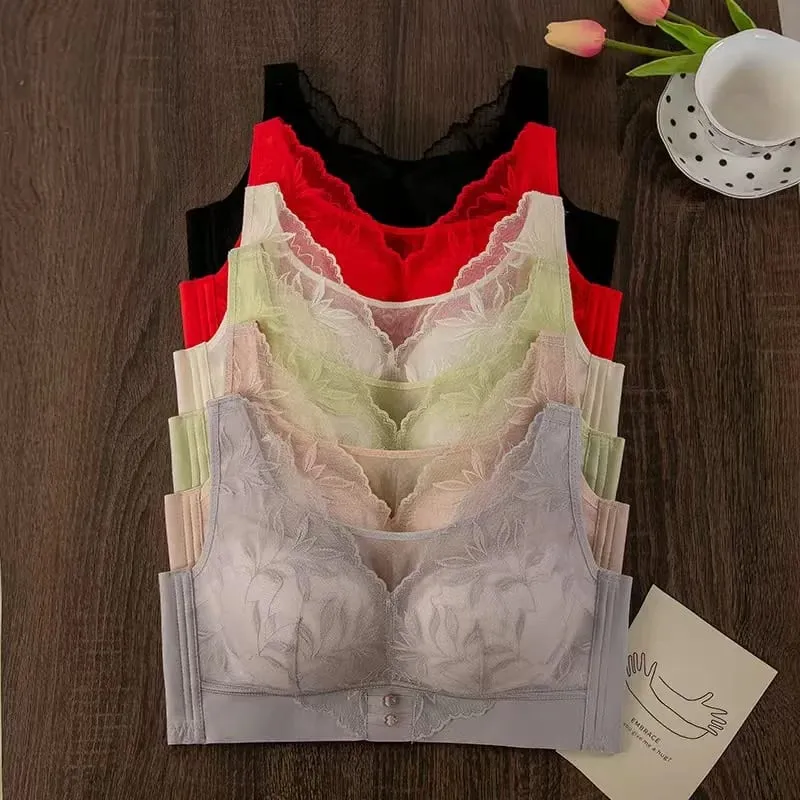 Plus Size Thin CD Cup Push up Bra Sexy Lace Wire-Free Soft Support Anti-Sagging Adjustable Lingerie Bra for Women — image 2
