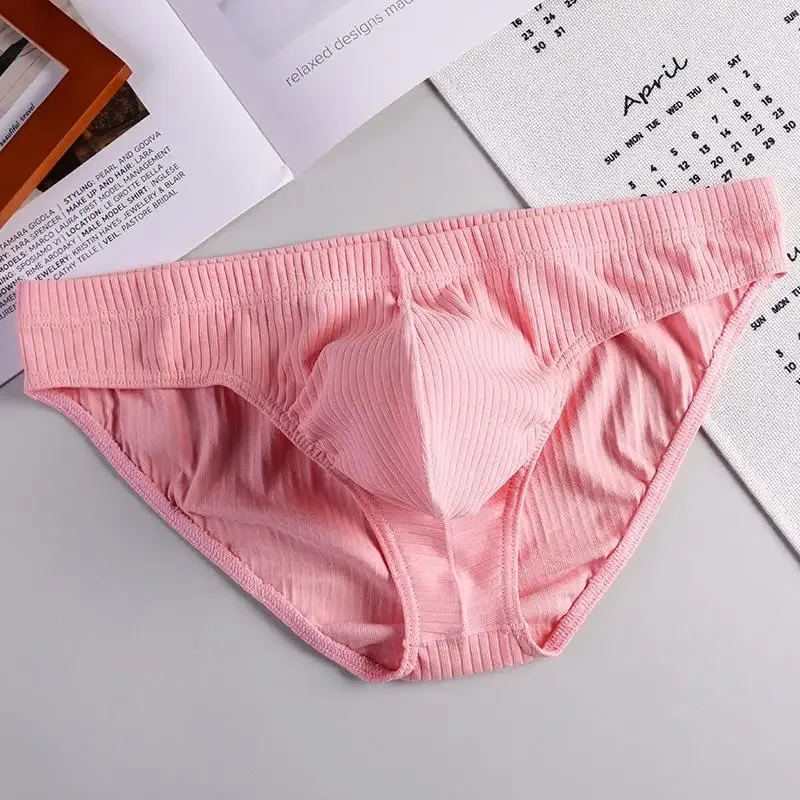 남자의 섹시한 브리프 립 코튼 통기성 편안한 땀 흡수 스포츠 속옷 청소년 낮은 허리 U 볼록한 주머니 언더 팬츠 — image 3