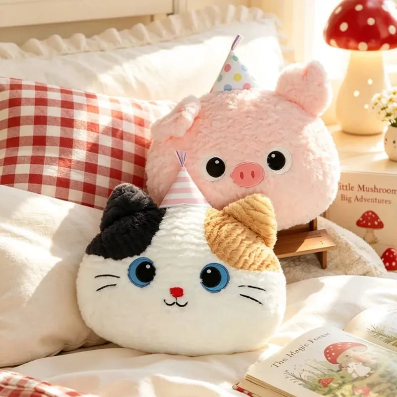 Cute Cartoon Animal Plush Pillow Soft Fluffy Pig Frog Cat Fox Sheep Kawaii Stuffed Cushion For Sofa Bedroom Home Decor Gift — image 3