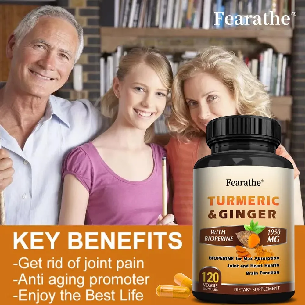 Organic Turmeric Curcumin 1500mg Capsules with Ginger & Black Pepper Support Joint Muscle Digestive & Immune Wellness — image 5
