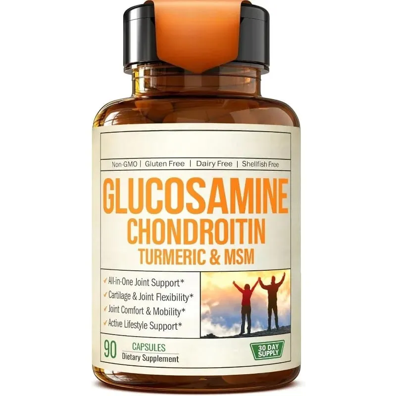 Glucosamine Chondroitin MSM Supplement Capsules with Turmeric Daily Joint Care Support Formula 90 Pieces