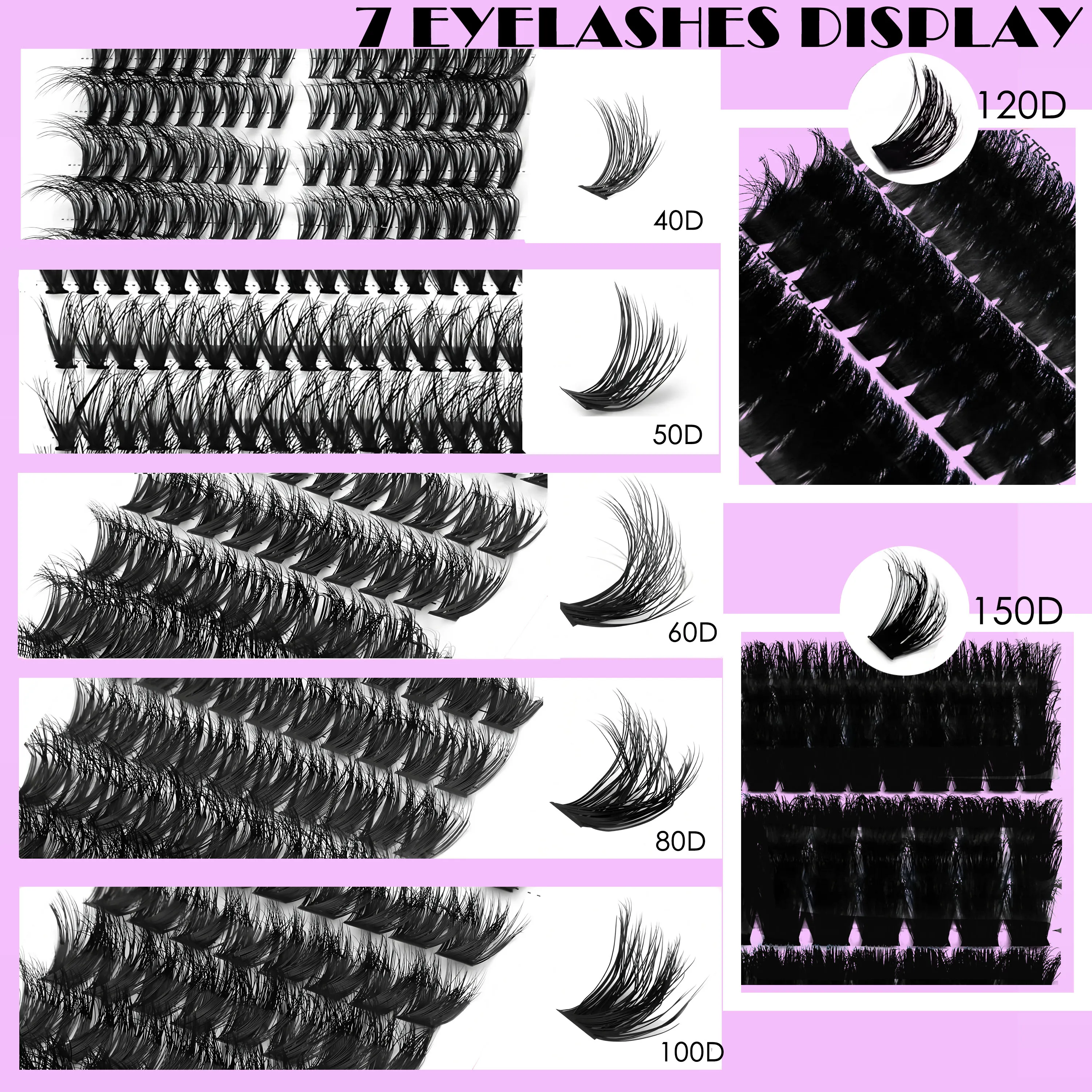 40D-150D Lashes Cluster DIY Lash Extension Mixed Tray Clusters Eyelashes Fluffy Volume Individual Lashes Cat Eye Lash Extension — image 3