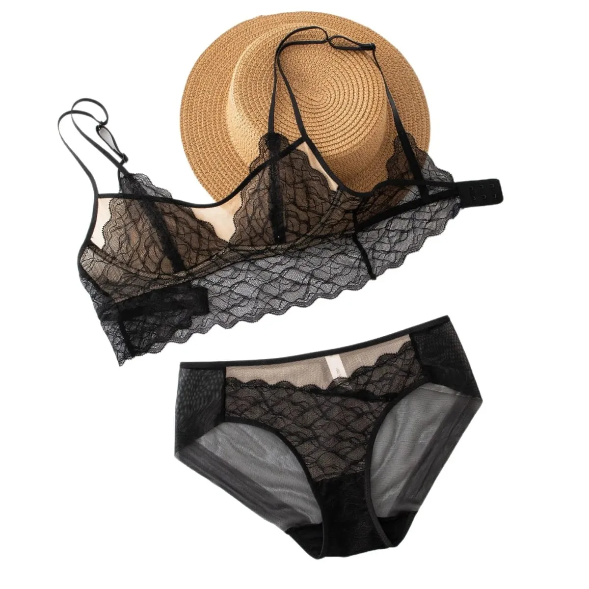 Sexy Silk Lingerie Set Women Push Up Lace Bralette Panty Set Pure Desire Swimsuit Beach Cover Up — image 6