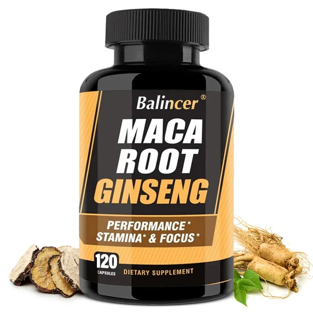 Maca Root Capsules with Ginseng - Promote Energy Mood Stamina & Performance Supports Mental Health for Men and Women — image 1