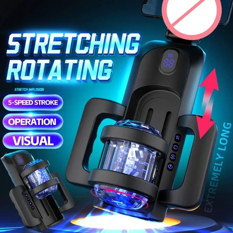 Dual-grip Male Masturbator Adjustable Long Travel Masturbation Cup Adjustable Telescopic Rotating Male Masturbation Cup Sex Toy — image 2