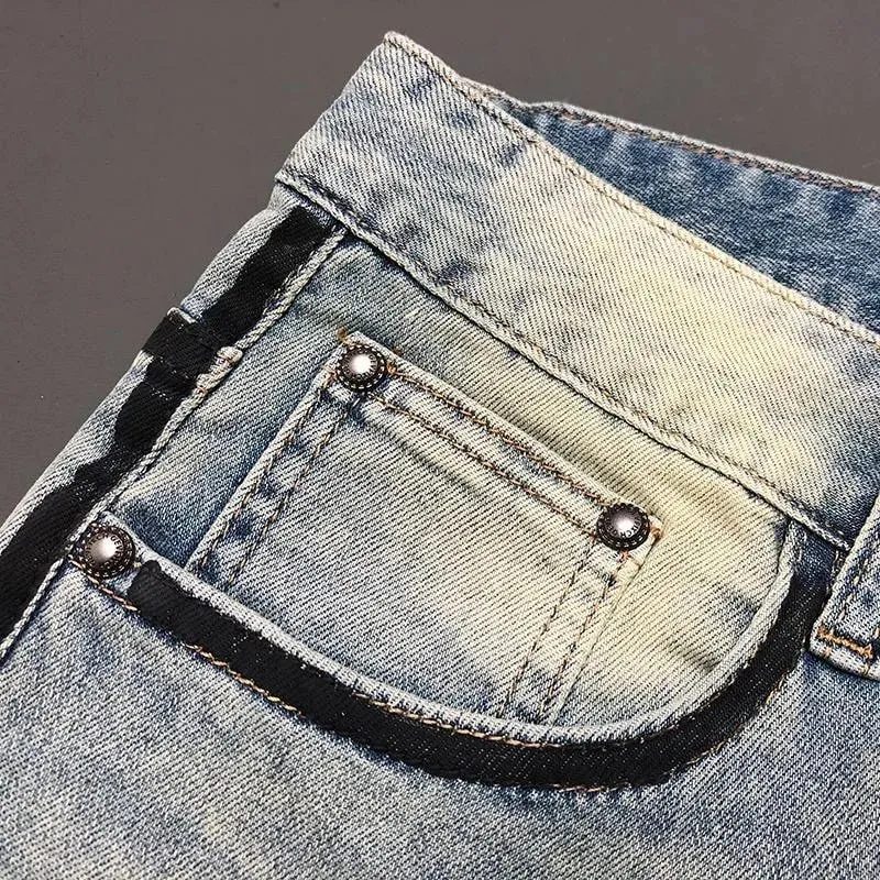 Spring and Autumn New Fashion Trend Solid Color Straight Leg Stretch Denim Jeans Men's Casual Sports Vintage High Quality Jeans
