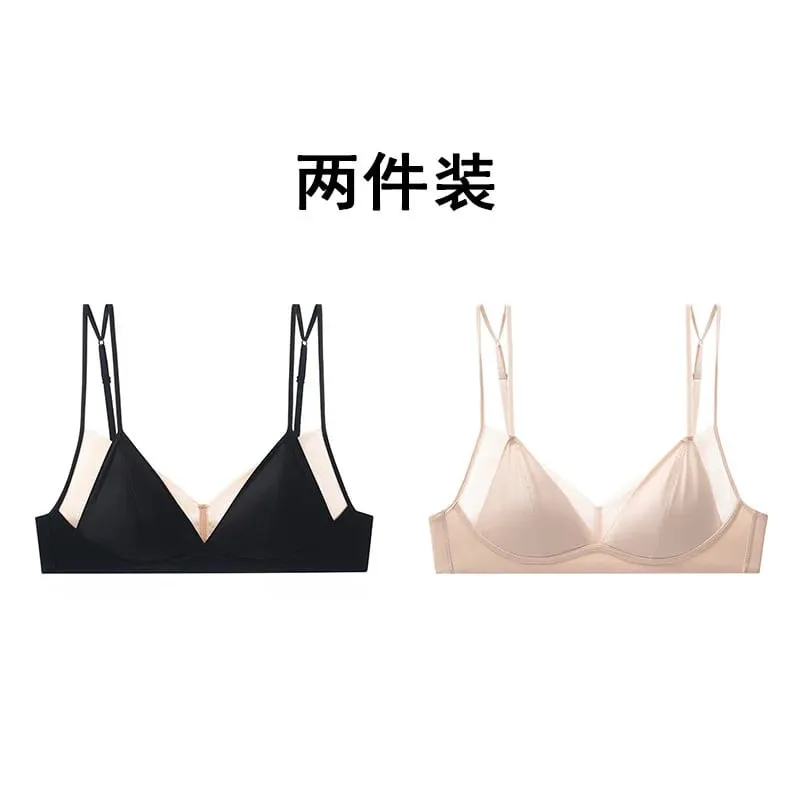 Premium Sexy Leopard Lingerie Kit Wireless Thin French Triangle Cup Comfy Nude Shaping Women Summer Daily Underclothes M-XL Bra