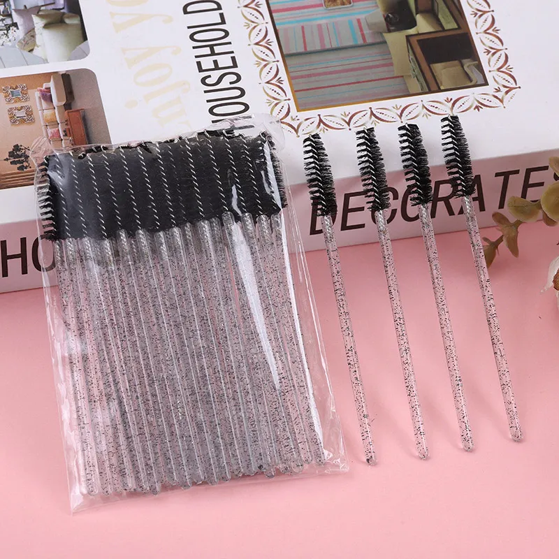 50pcs Crystal Rod Disposable Eyelash Brushes Eyelash Comb Eyebrow Comb Eyelash Curl Spiral Multi purpose Portable Makeup Brush — image 4