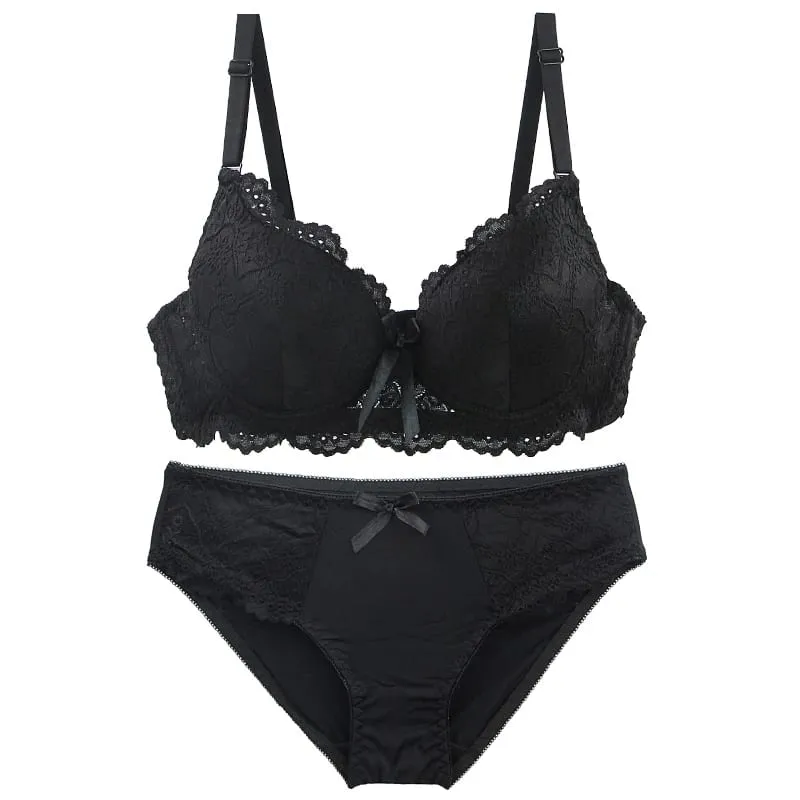 DainaFang Lace Minimizer Bra Sets 3/4 Cup Push Up Lingerie Side Support Removable Straps 3 Hooks Women Underwear — image 3