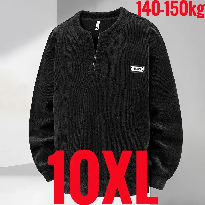 Extra Big Size Men's Sweatshirt Half Zip Pullover Corduroy Fleece Plus Large 6xl 7xl 8xl 9xl 10xl Autumn Winter Warm Casual Top — image 23