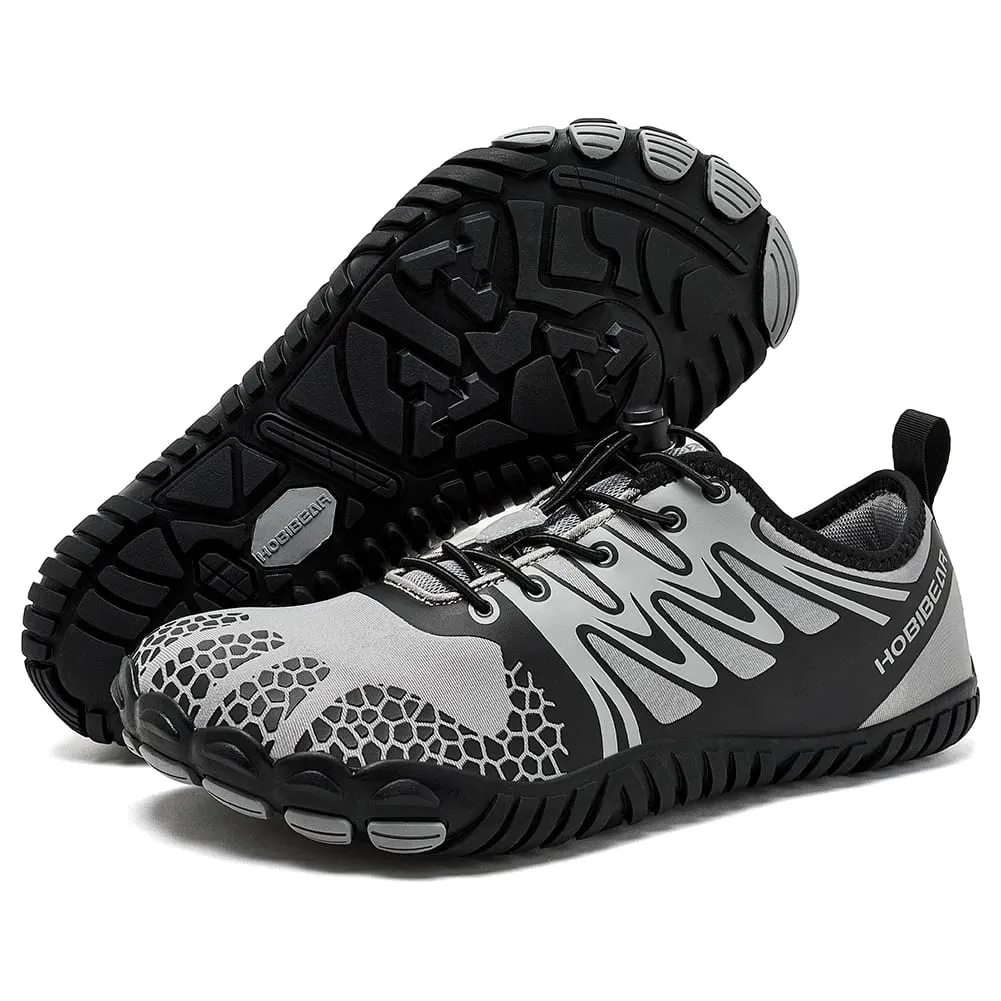 Barfotaskor med bred tå för unisex konstläder Outdoor Walking Sneakers Zero Drop Minimalistiska elastiska bandskor — image 10