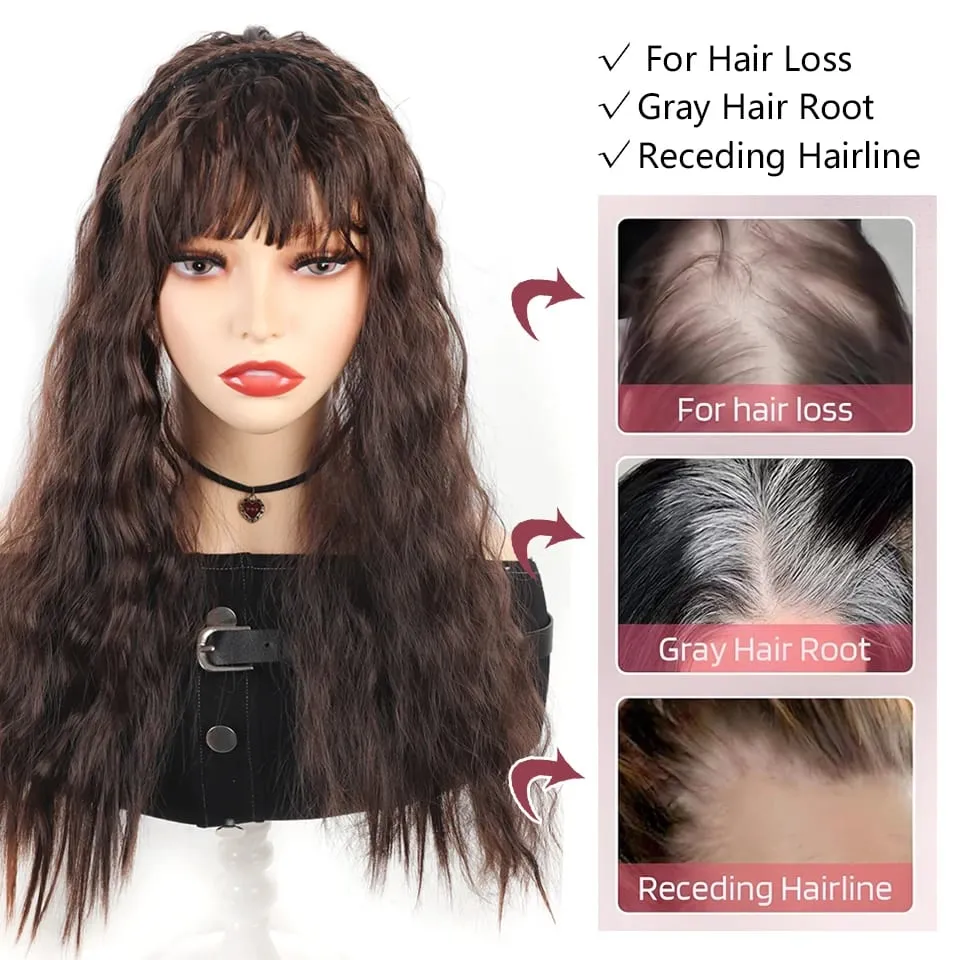 Synthetic Topper for Women Long Water Wave Top Clip Topper Hair Extensions Cover Thinning Hair Grey Hair Increase Volume — image 3
