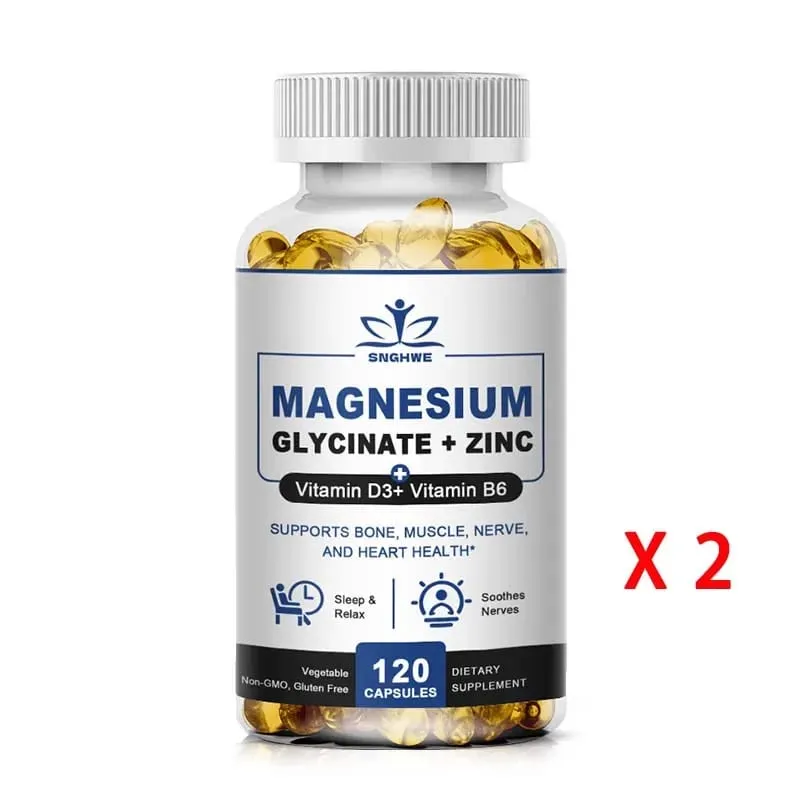Magnesium & zinkkapslar för muskelled benenzym & hjärthälsa Vila & avkoppling Magnesiumglycinattillskott — image 10