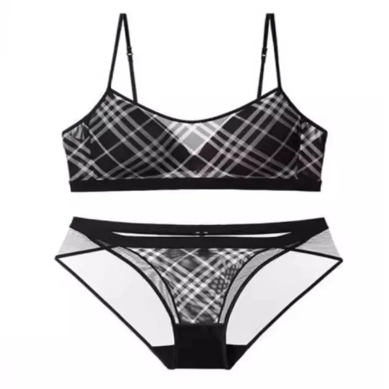 Women American Retro Plaid Intimates Set Thin Push Up Bra Anti Sagging Armpit Fat Support Comfort Everyday Wear — image 6